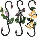 Sungmor Cast Iron Garden Hook Set, 11 Inch S Hook for Hanging, Decorative Flower Pot Hanger, Indoor/Outdoor Large Strong Ceiling Hooks for Macrame, Wind Chime, Bird Feeder