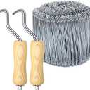 Therwen 1002 Pcs Tie Wire and Wire Twister Set 1000 Pcs 6 Inch 16 Gauge Double Loop Bar Ties Tool 2 Pake with Wooden Grip Handle for Securing Concrete Steel Construction
