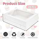 20 Pieces 14x10x4 Inch Cake Boxes, White Rectangle Quarter Sheet Bakery Boxes with Window, Large Paperboard Container for Donuts Cookies Baking Cake Pastry Pie Packaging