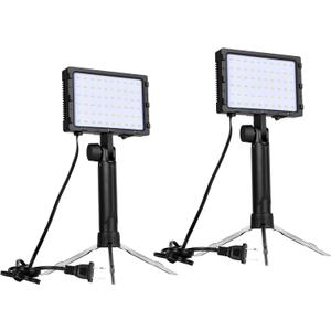 EMART 60 LED Continuous Portable Photography Lighting Kit for Table Top Photo Camera Video Recording Studio Light Lamp with Adjustable Tripod Stand & Color Filters - 2 Packs