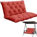 Porch Swing Cushion with Backrest,Waterproof Bench Cushion for Outdoor Furniture,2-3 Seater Replacement Thickened 5 in swing cushion,with Ties,Patio,Outdoor,Backyard and Garden (Red,40x40 in)