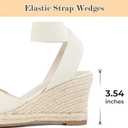 Putu Espadrilles Wedges for Women Closed Toe Wedge Sandals Elastic Ankle Strap Wedge Shoes White Size 7.5