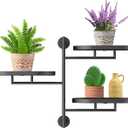 WIndow Sill Rotating Plant Stand Shelf Indoor Black Metal Floating Shelves 3-Tier Wall Mount Plant Holders for Living Room Wall Planter Modern Home Decor for Gardening