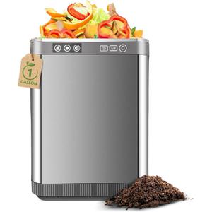 4L Stainless Steel Electric Composter for Kitchen, Odorless Kitchen Composter with 2 Carbon Filters, 500W Energy Efficient Countertop Quiet Compost Bin with Auto-Cleaning, Turn Food Waste into Compost (4LB)