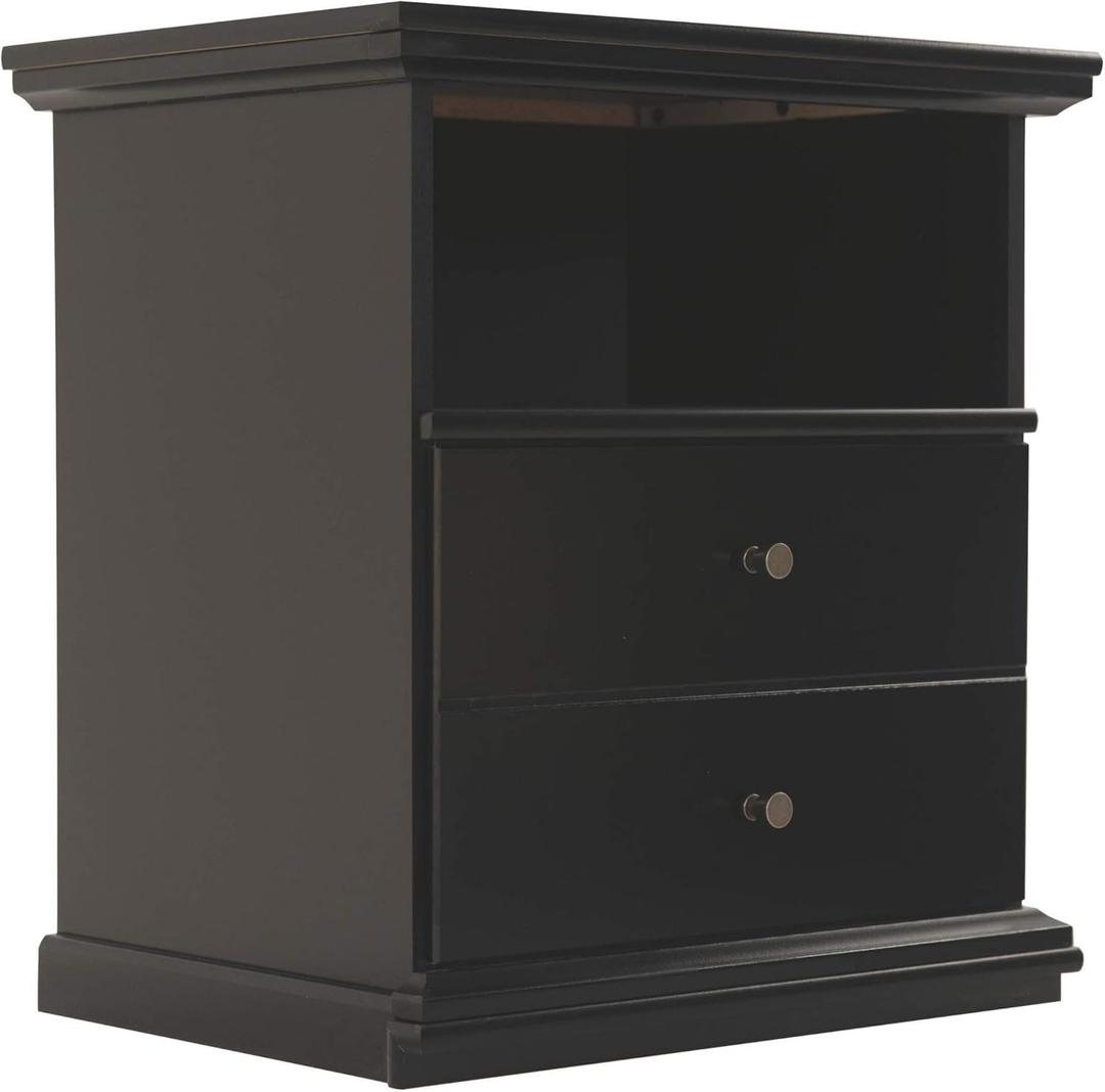 Signature Design by Ashley Maribel Children's Traditional 1 Drawer Nightstand with 1 Storage Cubby, 24.37" Tall, Black