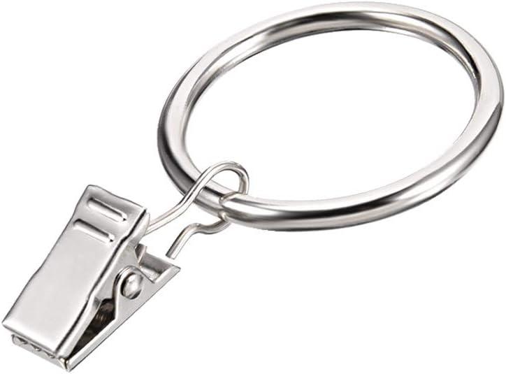Uxcell Curtain Clip Rings with Hooks Iron 1.25 Inch Inner Dia 3.5mm Thickness Drapery Ring for Window Curtain Rods Silver Tone 24 Pcs