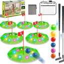 Light Up Golf Play Set - Upgraded Kids Toy Golf Putting Game Set with 6 LED Targets, 2 Clubs, 6 Balls (2 Glow), Night Golf Toys Gifts for Kids Golfers Family Indoor Outdoor Beach Lawn Park (Green)
