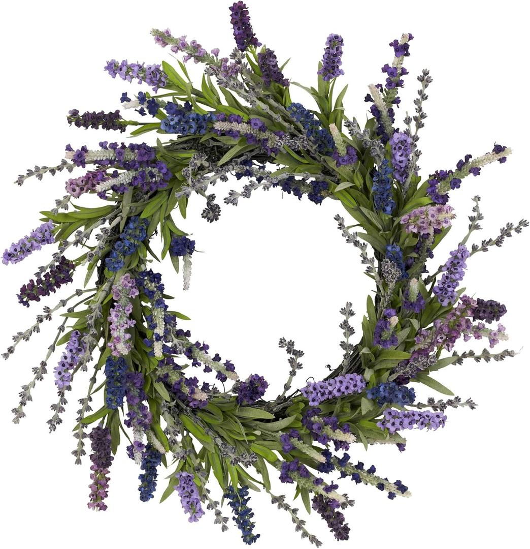 Nearly Natural 4785 Lavender Wreath, 20-Inch, Purple