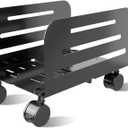 suptek Computer Tower Stand,Mobile CPU Rolling Stand, 5.5 to 9.8 inch Wide Adjustable Mobile Cart Holder with Locking Caster Wheels,Gaming PC Holder,Steel Rolling Cart,Black(ZJJ005)