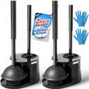 FORASTO 2Pack 2 in 1 Toilet Brush and Plunger Set, Extended Handle Plunger,Toilet Bowl Brush Plunger Set,Bathroom Cleaning Tools,Toilet Brush Plunger Combo,Cleaning Brush,Cleaning Supplies
