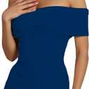 Womens Off Shoulder Sleeveless Bodycon Dresses Ruched Solid Sexy Graduation Cocktail Party Mini Dresses (Blue, XS)