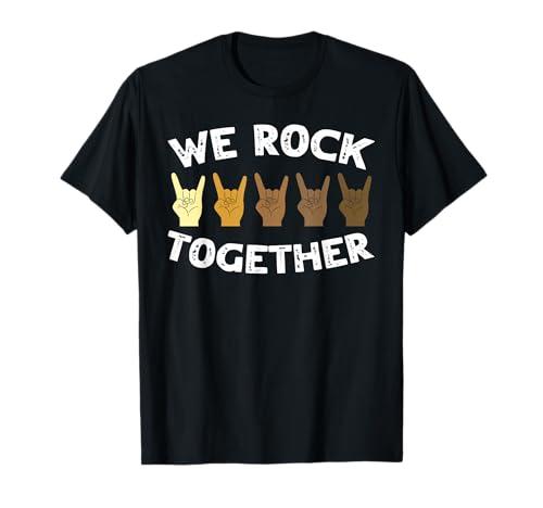 Funny We Rock Together Rocker Skeleton Hand T-Shirt, Large