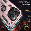 2 x IKAZZ for iPhone 15 Pro Max Case 6.7 Inch with Screen Protector,Military Grade Shockproof Heavy Duty Protective Phone Cover Pass 16ft Drop Test with Magnetic Kickstand Car Mount Holder,Rose Gold