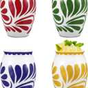 Yungyan 4 Pcs Cantaritos De Mexicanos Shooters 15 oz Cantaritos Shooters Authentic Mexican Ceramic Mugs Pottery Cocktail Glasses Cups for Margaritas Mojitos Taco Tuesday Cocktail Cups