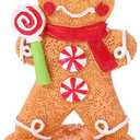ABOOFAN Christmas Tabletop Decorations Resin Gingerbread Men with Lollipop Figurines Xmas Gingerbread Display Statue Ornaments for Holiday Fireplace Shelf Decor (Picture 2)