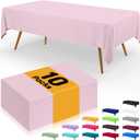 Smiry Disposable Table Cloth - 10 Pack, 54 x 108 Inch Waterproof Rectangle Tablecloths for Parties, Decorative Plastic Table Cover, Leakproof & Sturdy, Pink