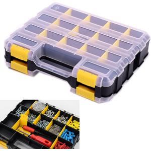 Tools Organizer Box Small Parts Storage Box 34-Compartment Double Side Hardware Organizers with Removable Plastic Dividers for Screws, Nuts, Nails, Bolts (Yellow)