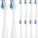 Replacement Toothbrush Heads for Waterpik Complete Care 5.0/9.0 Tooth Brush, and for AquaSonic Duo Series and Home Dental Center Electric Toothbrush, 10 Count, White