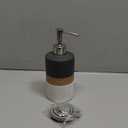 Dish Soap Dispenser Set with Silicone Funnel, Hand Soap, Shampoo, Body Wash, Ceramic Liquid Soap Dispenser for Kitchen and Bathroom Countertops, Stainless Steel Pump, Non Slip, 12 Oz, Black