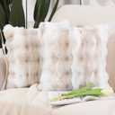 MADIZZ Pack of 2 Thick Plush Faux Wool Throw Pillow Covers Soft Boho Throw Pillows Luxurious Cushion Covers for Couch Sofa Bedroom Living Room Home Decor 18x18 Inch White Beige