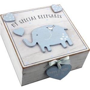 Baby Boy Wooden Memories Keepsake Box Vintage Style