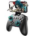 Bluetooth Controller for Switch/Mac/PC/Steam/Mobile Phone/iOS/Android//TV/iPad/Table/Apple Arcade MFi Games, switch pro controller wireless with Adjustable Dual Motion,Turbo,Macros,6-Axis,Wake Up for Black Myth: Wukong (Black) (Purple) (Black with Clip)