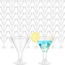 Yinkin 50 Pcs 7 oz Plastic Martini Glasses Disposable Clear Cocktail Dessert Parfait Glasses Unbreakable Mini Martini Cups for Wedding Party Bowl Ice Cream (Stem)