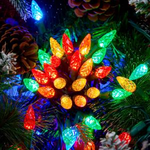 Joiedomi C6 Multicolor Christmas Lights, 100 LED Steady On Strawberry Lights, 33.66 FT Connectable Christmas String Lights for Indoor Outdoor Party Home Yard Xmas Tree House Decorations, Green Wire