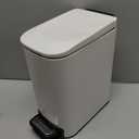Homie Soft Close, Slim Trash Can 6 Liter / 1.6 Gallon with Anti - Bag Slip Liner and Lid, Use as Mini Garbage Basket, Slim Dust Bin, or Decor in Bathroom, Restroom, Kitchen, or Bedroom (Matte White)