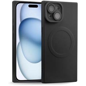 ZhyzRhsm Designed for iPhone 14 Case Silicone Compatible with Magsafe, Camera Lens Protector, Military Grade Shockproof Protective, Rectangle Magnetic Phone Case for iPhone 14 Black,2 pcs