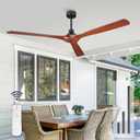 YOUKAIN 72 Inch Ceiling Fan No Light, 3 Blade Ceiling Fan, Walnut Wood, Remote Control, 6-Speed Reversible Motor, Timer, Outdoor Fans for patios, Living Room, 72-YJ817-DW-NL