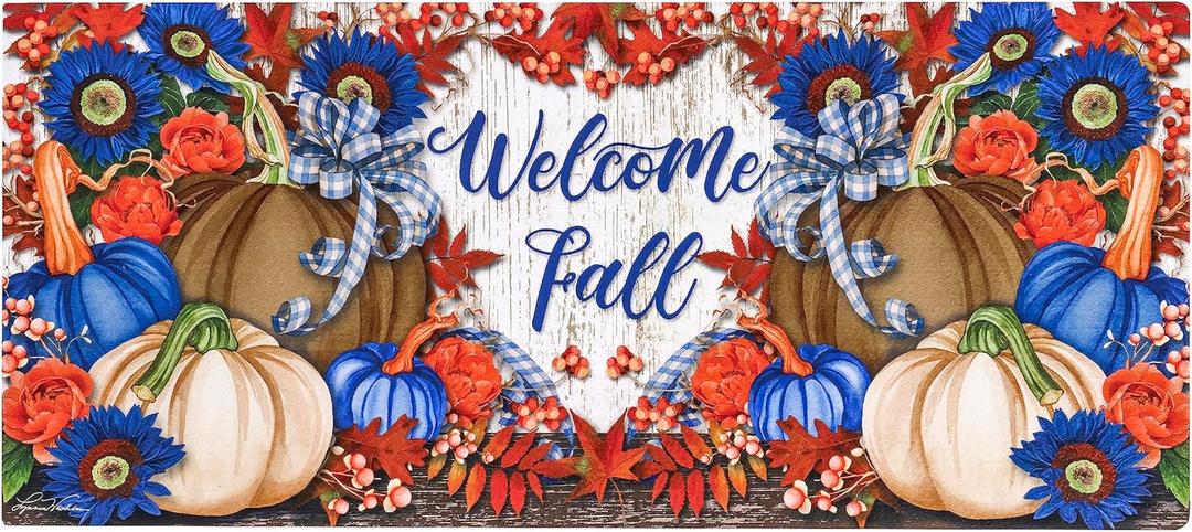 Evergreen Flag Sassafras Welcome Fall Neutral Sassafras Mat Interchangeable Entrance Doormat | Indoor and Outdoor | 22-inches x 10-inches | Non-Slip Backing | All-Season | Low Profile | Home Decor
