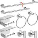 Brushed Silver 8-Piece Bathroom Hardware Set Stainless Steel, 24in and 16in Towel Bars Set Wall Mounted Bathroom Accessories