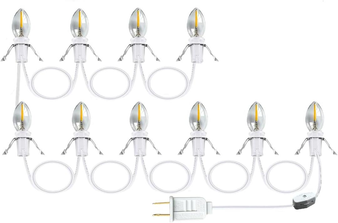 Christmas Village Lights with 10 Led Light Bulb, Decoration for Halloween Holiday,C7 Christmas Village Light Cord,Warm White