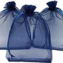 Ankirol 50pcs Large Sheer Organza Favor Bags 6.6x9'' Jewelry Candy Gift Bags Mini Bottle Bags Samples Display Drawstring Pouches (navy blue)