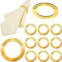 Qinyoung 12 Pcs Ramadan Napkin Rings Islamic Table Decor Napkin Buckles Eid Al Adha Mubarak Iftar Table Decoration for Ramadan Muslim Theme Party Supplies, Acrylic(Gold)