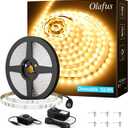 Olafus 32.8ft LED Strip Lights Warm White, Dimmable Soft White Light Strip 3000K with Adhesive Clips, 12V 10M Flexible Led Lights for Bedroom Indoor Kitchen, UL Listed Plug, 600 LEDs 2835