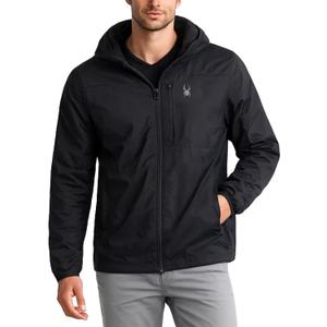 Spyder Mens Windbreaker Jacket - Lightweight Insulated Water-Resistant Active Zip Up Hooded Windbreaker Jackets for Men (Small, Black)