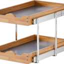 OCG Pull Out Drawers For Cabinets 14"W x 21"D, 2 Tier Heavy-Duty Slide out Wood Drawer Shelf, Pull Out Drawer for Cabinets, Base Cabinet Organization for Kitchen, Pantry, Bathroom
