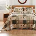 Greenland Home Sedona Cotton Quilted Bedspread Set, Jumbo King (3 Piece), Gray