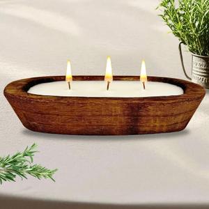 Aromatherapy Candle, SEVEYEE Vanilla Candle 3wicks 12oz, Large Wooden Bowl Candles for Women,Girl Birthday Gift (10 inch vanilla)