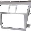 Silver Car Radio Fascia Panel for Toyota Vios Yaris Sedan Belta Radio Frame Radio Stereo Dash Installation Mount Trim Kit Face Plate Audio Panel DVD Navigation Panel Frame 2 Din