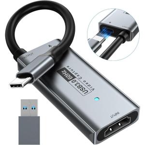 Newhope USB 3.0 Capture Card with 100W PD - HDMI to USB-C Video Capture Card 1080P 60fps & 2K 30fps Video Audio Capture Device for Streaming, Game Recording, Compatible for Quest 3, Switch, PS4/PS5 (Grey)