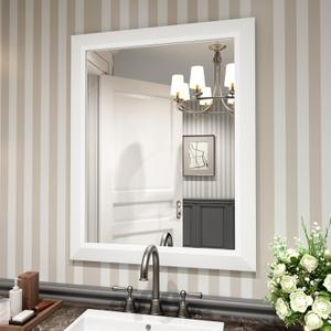 Amorho Bathroom Mirror, 24x30 Inch White Thick Metal Framed Wall Mirrors for Over Sink, Bedroom, Living Room, Entryway, Rectangle Wall-Mounted Mirrors(Horizontal/Vertical). (30"L x 24"W)