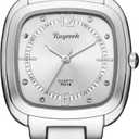 Women's Square Watch, Silicone Band, Waterproof Casual Dress Quartz Wristwatch for Nurse Female Ladies