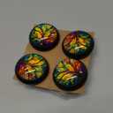 4 Pack Stained Glass Tree of Life Cabinet Knobs Round Drawer Pulls Colorful Tree Knob Cupboard Door Handles Hardware for Kitchen Bathroom Cabinets