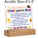 Kindergarten Graduation Gifts for Boys Girls, Happy Kindergarten Graduation Gift Acrylic Sign, Grad Gifts for Him Her Son Daughter, Funny Desk Decor 4 x 4 Inches