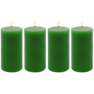 4 Pack Green Tea Scented Pillar Candles, 2x4 Inch, Long-Lasting, Dripless and Smokeless, Ideal for Home Dcor, Parties Weddings and Relaxation