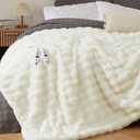 GarveeHome Heated Blanket Queen, Dual Control Faux Fur Electric Blanket with 4 Heat Settings, Soft Bubble Blanket with 8 Hour AutoOff & Overheat Protection, for Gifts Home Couch or Bed, White