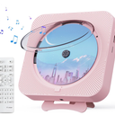 MICOCIOUS Portable CD Player with Bluetooth Desktop CD Player for Home CD Music Players with Remote Control,Timer,Builtin Dual Speakers with LED Display Home Audio Boombox FM Radio (Pink)